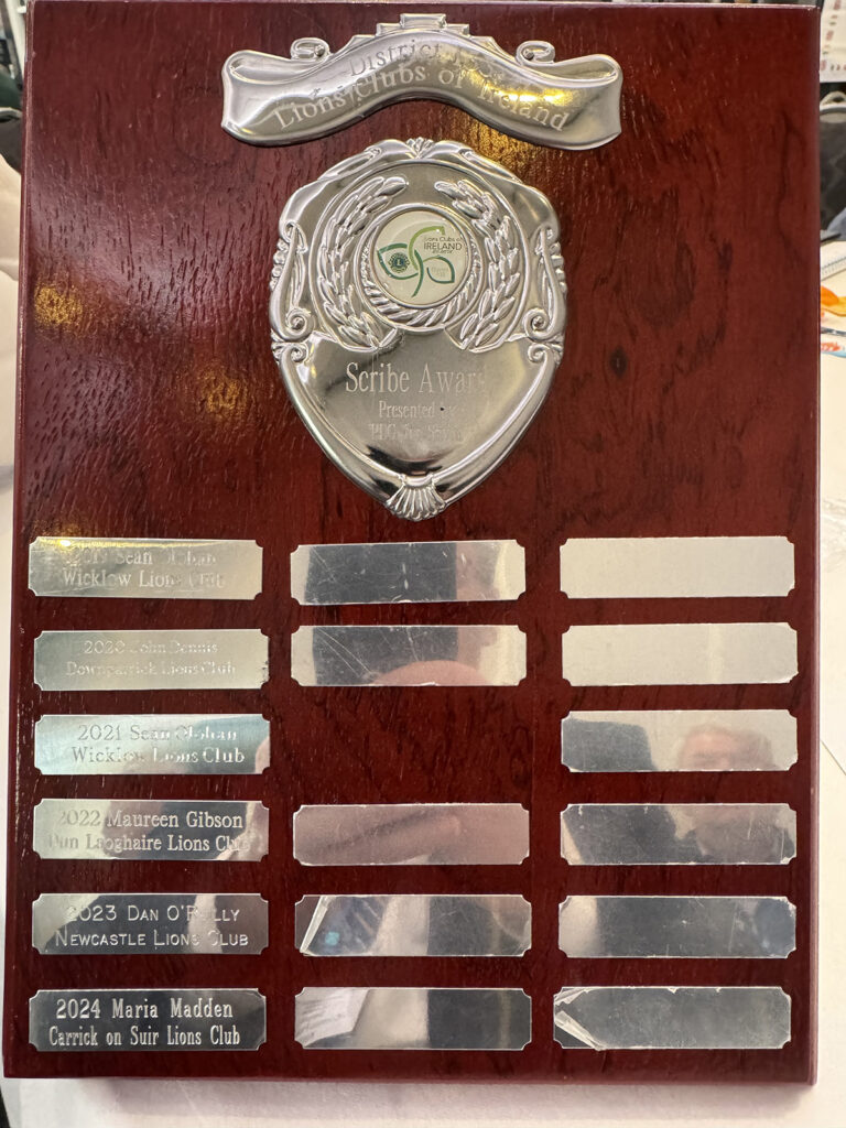 Award from Lions Clubs Ireland
